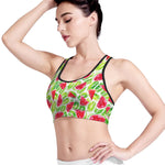 White Summer Watermelon Pattern Print Women's Sports Bra