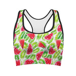 White Summer Watermelon Pattern Print Women's Sports Bra