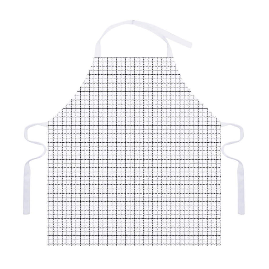 White Tattersall Pattern Print Adjustable Apron