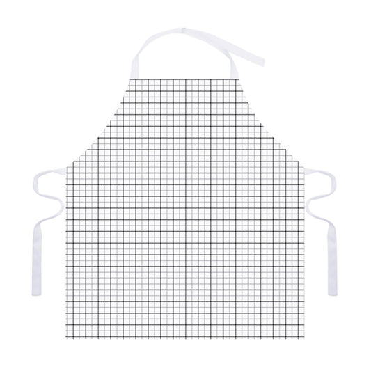 White Tattersall Pattern Print Adjustable Apron