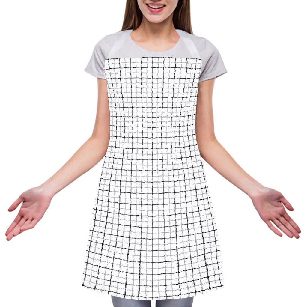 White Tattersall Pattern Print Adjustable Apron