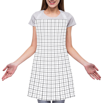 White Tattersall Pattern Print Adjustable Apron