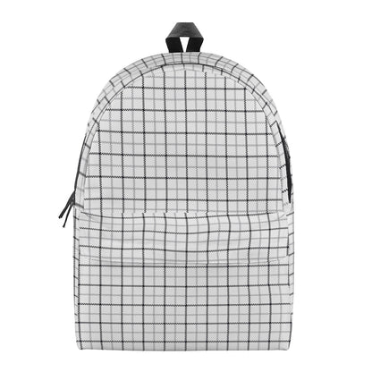 White Tattersall Pattern Print Backpack