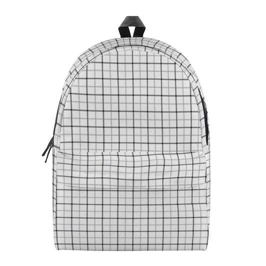 White Tattersall Pattern Print Backpack