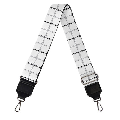 White Tattersall Pattern Print Bag Strap