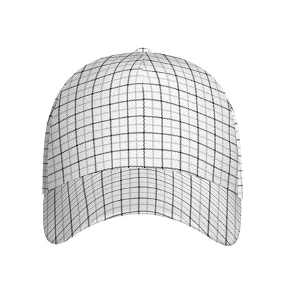 White Tattersall Pattern Print Baseball Cap