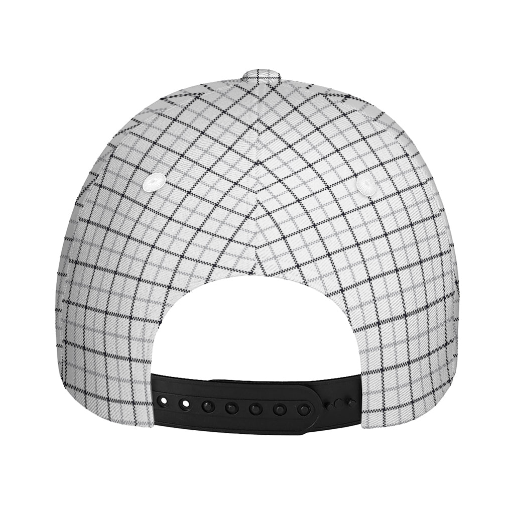 White Tattersall Pattern Print Baseball Cap