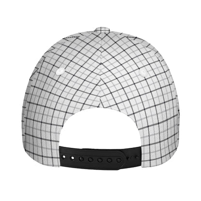 White Tattersall Pattern Print Baseball Cap