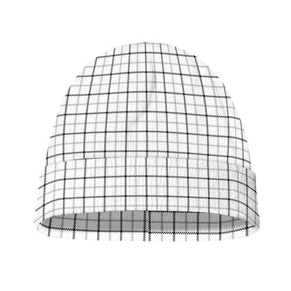 White Tattersall Pattern Print Beanie