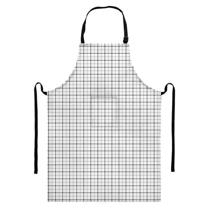 White Tattersall Pattern Print Bib Apron With Pocket