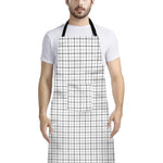 White Tattersall Pattern Print Bib Apron With Pocket