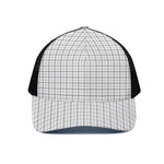 White Tattersall Pattern Print Black Mesh Trucker Cap