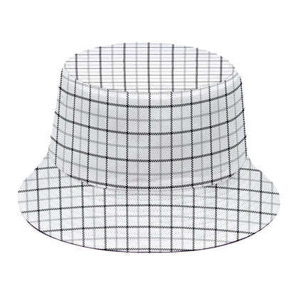 White Tattersall Pattern Print Bucket Hat