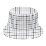 White Tattersall Pattern Print Bucket Hat