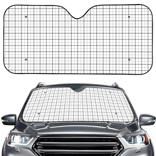 White Tattersall Pattern Print Car Windshield Sun Shade