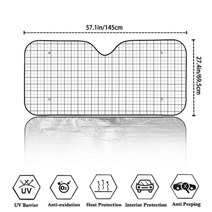 White Tattersall Pattern Print Car Windshield Sun Shade