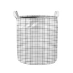 White Tattersall Pattern Print Collapsible Laundry Basket