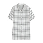 White Tattersall Pattern Print Cotton Hawaiian Shirt