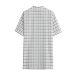 White Tattersall Pattern Print Cotton Hawaiian Shirt
