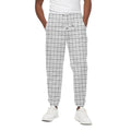 White Tattersall Pattern Print Cotton Sweatpants