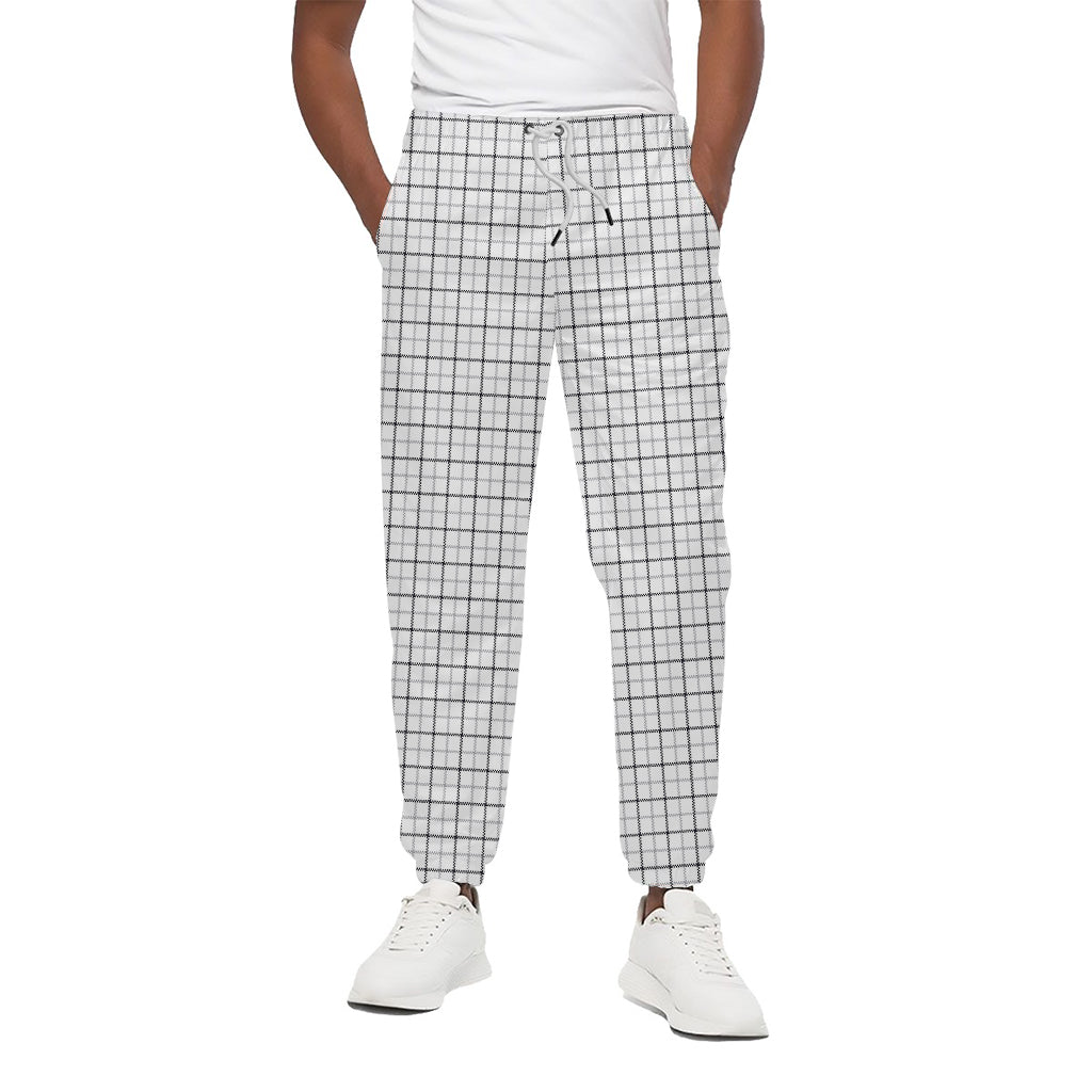 White Tattersall Pattern Print Cotton Pants