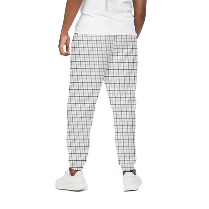 White Tattersall Pattern Print Cotton Pants