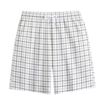 White Tattersall Pattern Print Cotton Shorts