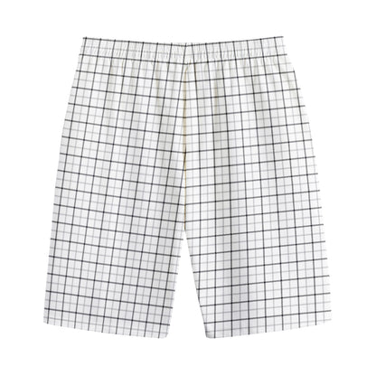 White Tattersall Pattern Print Cotton Shorts