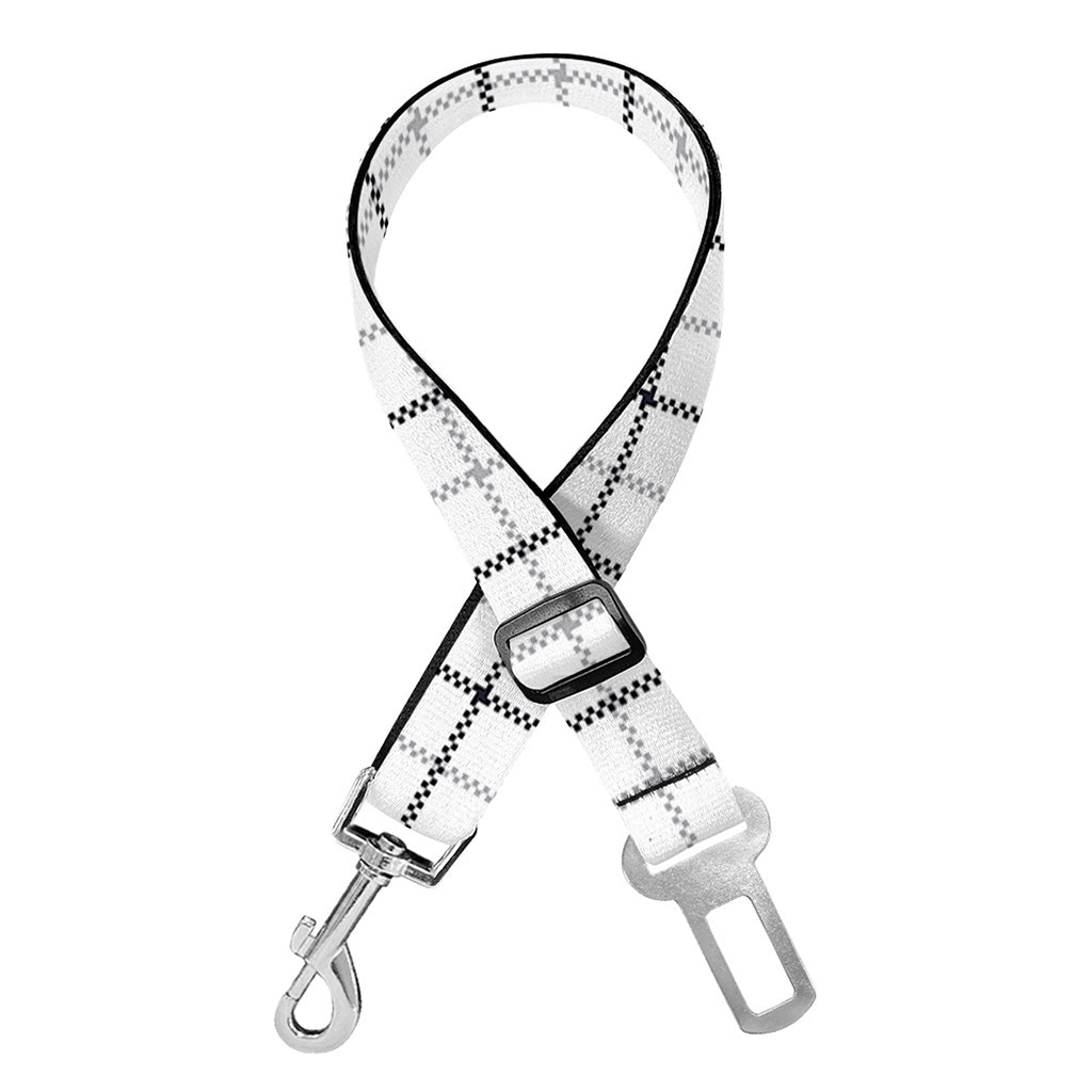 White Tattersall Pattern Print Dog Seat Belt