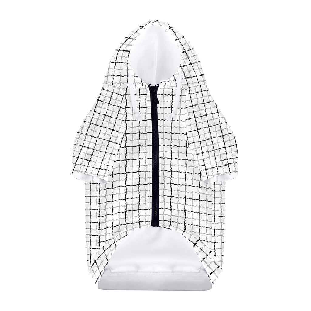 White Tattersall Pattern Print Dog Zip Up Hoodie