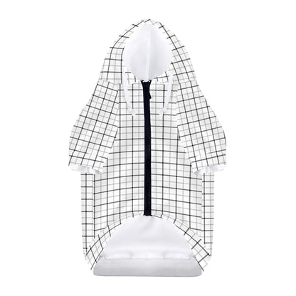 White Tattersall Pattern Print Dog Zip Up Hoodie