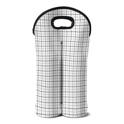 White Tattersall Pattern Print Double Neoprene Wine Tote