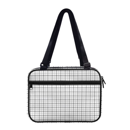 White Tattersall Pattern Print Double Strap Bible Bag