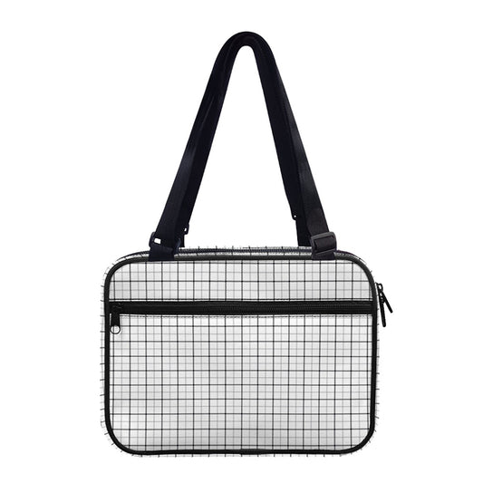 White Tattersall Pattern Print Double Strap Bible Bag