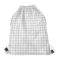 White Tattersall Pattern Print Drawstring Bag