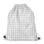 White Tattersall Pattern Print Drawstring Bag