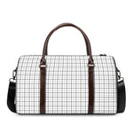 White Tattersall Pattern Print Duffle Bag