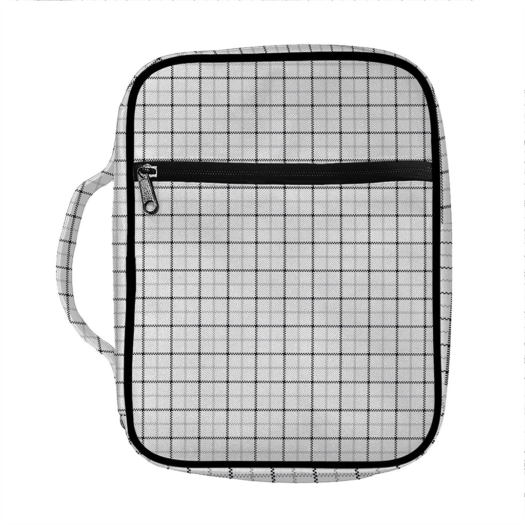 White Tattersall Pattern Print Front Pocket Bible Bag