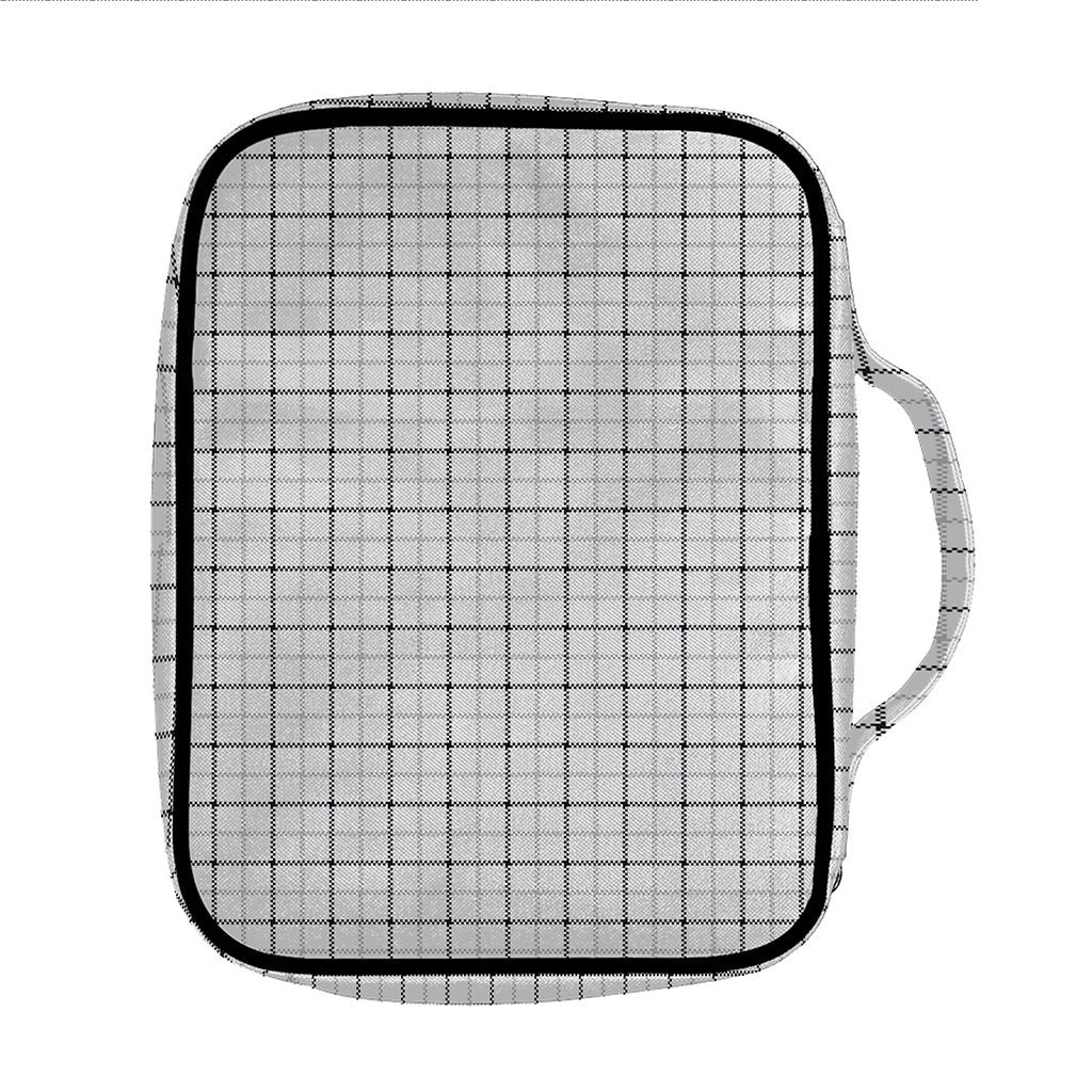 White Tattersall Pattern Print Front Pocket Bible Bag