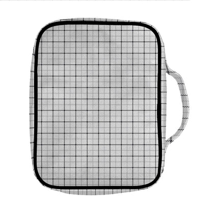 White Tattersall Pattern Print Front Pocket Bible Bag