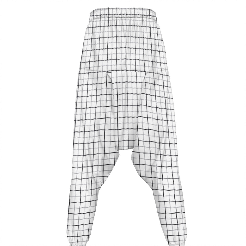 White Tattersall Pattern Print Hammer Pants