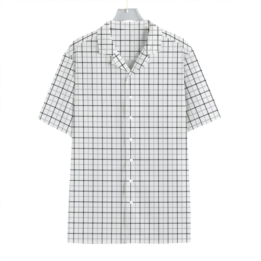 White Tattersall Pattern Print Hawaiian Shirt