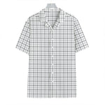 White Tattersall Pattern Print Hawaiian Shirt