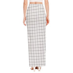 White Tattersall Pattern Print High Slit Maxi Skirt