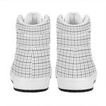 White Tattersall Pattern Print High Top Leather Sneakers