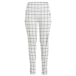 White Tattersall Pattern Print High-Waisted Pocket Leggings