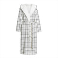 White Tattersall Pattern Print Hooded Bathrobe