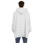White Tattersall Pattern Print Hoodie Blanket