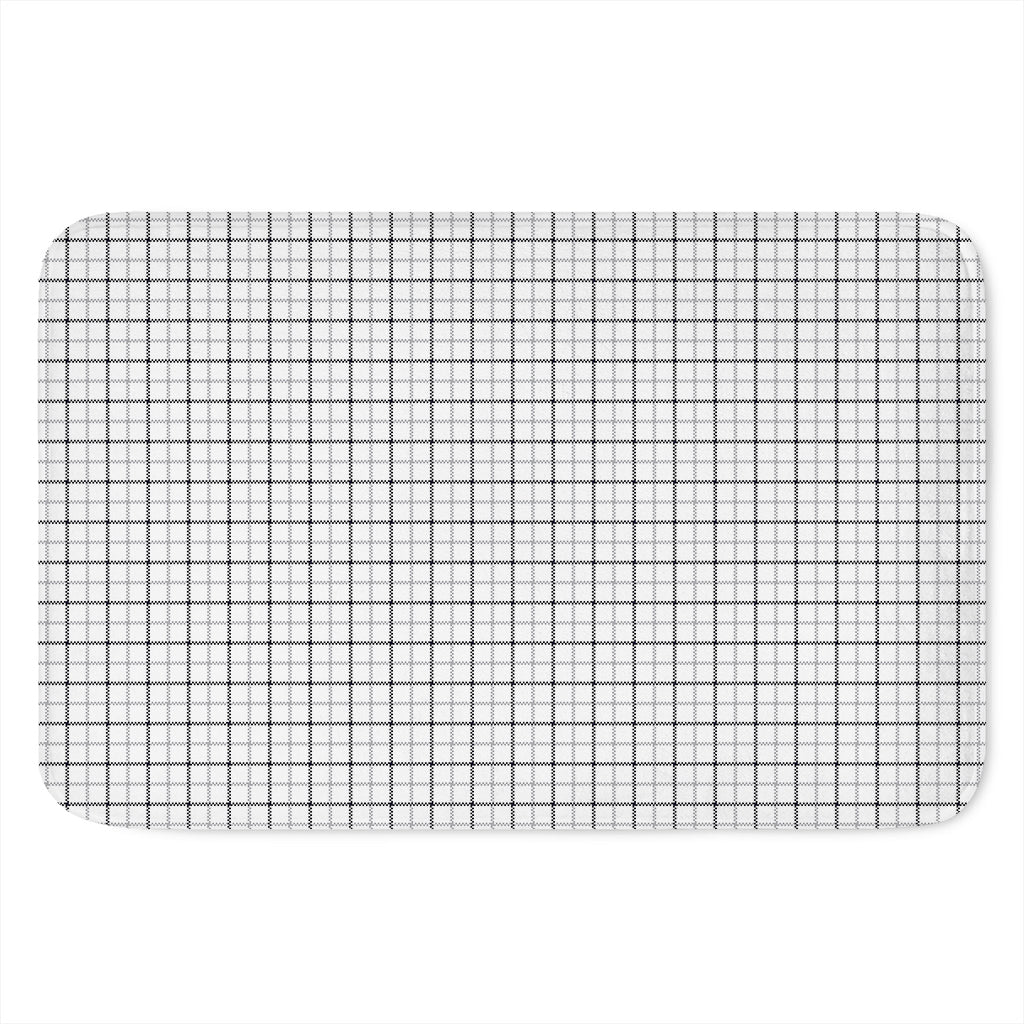 White Tattersall Pattern Print Indoor Door Mat