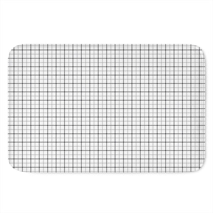 White Tattersall Pattern Print Indoor Door Mat